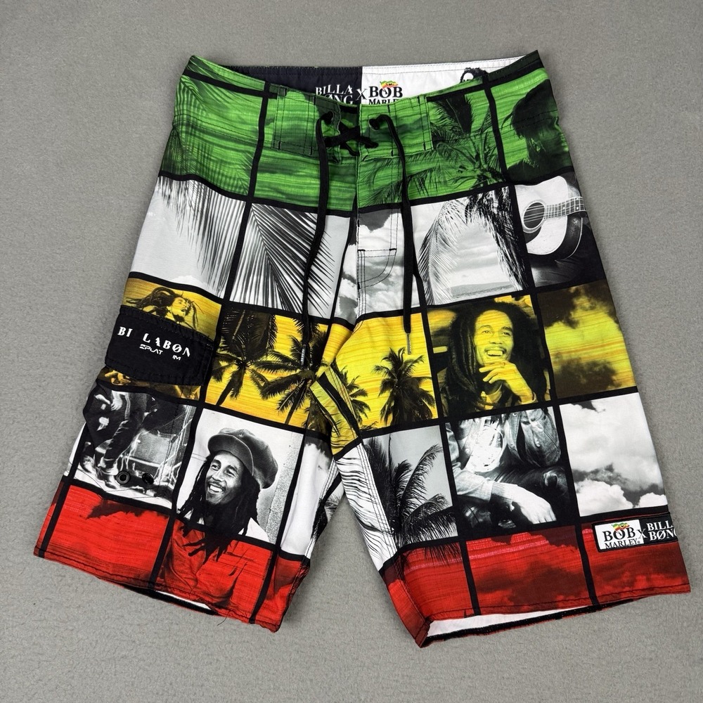 Billabong X Bob Marley Board Shorts Men 28 Recycler Series Surf Rasta